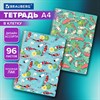 Тетрадь А4, 96 л., BRAUBERG, гребень, клетка, TWIN-лак, Карпы Кои, (микс в спайке), 405313 - фото 6180779