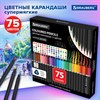 Карандаши цветные чёрное дерево BRAUBERG BLACK WOOD, 75 цветов, мягкий грифель 3 мм, 182044 - фото 6235396