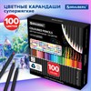 Карандаши цветные чёрное дерево BRAUBERG BLACK WOOD, 100 цветов, мягкий грифель 3 мм, 182045 - фото 6235397