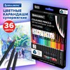 Карандаши цветные чёрное дерево BRAUBERG BLACK WOOD, 36 цветов, мягкий грифель 3 мм, 182042 - фото 6235399