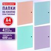 Папка на кнопке пластиковая BRAUBERG "PASTEL", А4, 3 клапана, 600 мкм, цвета ассорти, 272886 - фото 6260083
