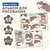 Альбом для рисования А4 40 л., скоба, обложка картон, BRAUBERG, 203х288 мм, кросс-серия "МИЛЫЕ КОТЫ", 107351 - фото 6279386
