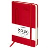 Ежедневник датированный 2026 А5 138x213мм BRAUBERG Optimal, под кожу, резинка, держатель для ручки, красный, 117466 - фото 6280471