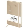 Ежедневник датированный 2026 А5 138x213мм BRAUBERG Optimal, под кожу, резинка, держатель для ручки, бежевый, 117467 - фото 6280472
