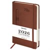 Ежедневник датированный 2026 А5 138x213мм BRAUBERG Optimal, под кожу, резинка, держатель для ручки, коричневый, 117468 - фото 6280474