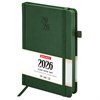 Ежедневник датированный 2026, А5, 138х213 мм, BRAUBERG "Plain", под кожу, резинка, держатель для ручки, темно-зеленый, 117507 - фото 6280655