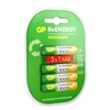 Батарейки аккумуляторные GP ReEnergy Ni-Mh КОМПЛЕКТ 4 шт. (ПРОМО 3+1), ААА (HR03), 950 mAh, 100AAAHC3/1RGY - фото 6315592