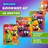 Блокнот МАЛЫЙ ФОРМАТ А7, 75х105 мм, 40 л., гребень, клетка, кросс-серия "МОНСТРИКИ", BRAUBERG, 116998 - фото 6329388