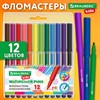 Фломастеры BRAUBERG KIDS КЛАССИЧЕСКИЕ 12 цветов, вентилируемый колпачок, ПВХ-упаковка, 152601 - фото 6329399
