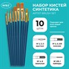Кисти набор 10 шт., синтетика, синие, № 2/0-8 (Круглые; Овальные; Плоские; Лайнеры), WBZ, 201085 - фото 6329411