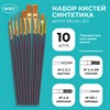 Кисти набор 10 шт., синтетика, фиолетовые, № 2/0-8 (Круглые; Овальные; Плоские; Лайнеры), WBZ, 201086 - фото 6329412