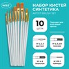Кисти набор 10 шт., синтетика, белые, № 2/0-8 (Круглые; Овальные; Плоские; Лайнеры), WBZ, 201087 - фото 6329413