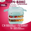 Ланч-бокс контейнер 3 секции, 8 отделений, 1,9 л, ложка, вилка, нож, 10х21х14 см, мятный, Joylux, 609350 - фото 6353840