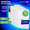 Холсты на картоне НАБОР 10 штук (30*40 см), хлопок, грунт, 280 г/м2, BRAUBERG ART CLASSIC, 192659 - фото 6414634