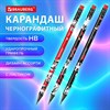 Карандаш чернографитный с принтом BRAUBERG "RED ANIME", 1 шт, HB, с ластиком, корпус ассорти, 182026 - фото 6448015