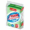 Губки для посуды 110х70х20 мм, ЦЕЛЛЮЛОЗНЫЕ + АБРАЗИВ, КОМПЛЕКТ 2 штуки, зеленые/зеленый абразив, LAIMA, 700258 - фото 6451943