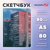 Скетчбук, белая бумага 80 г/м2, 145х203 мм, 80 л., резинка, твердый, BRAUBERG ART, "Многоэтажки", 116895 - фото 6461173