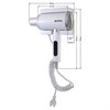 Фен для волос настенный KSITEX F-2000W JET, 2000 Вт, пластик 2 скорости, 2 температурных режима, белый - фото 6512027