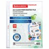 Папки-файлы перфорированные А4 BRAUBERG "PREMIUM", КОМПЛЕКТ 100 шт., гладкие, 35 мкм, 273003 - фото 6566162