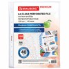 Папки-файлы перфорированные А4 BRAUBERG "PREMIUM", КОМПЛЕКТ 100 шт., гладкие, 40 мкм, 273007 - фото 6566169