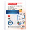Папки-файлы перфорированные А4 BRAUBERG "PREMIUM", КОМПЛЕКТ 100 шт., матовые, 40 мкм, 273008 - фото 6566170
