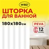Шторка для ванной PEVA, 180х180см, кольца в комплекте, 3 цвета ассорти (белый,голубой,коричневый), WBZ, 700067 - фото 6566530