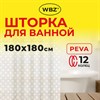 Шторка для ванной PEVA, 180х180см, кольца в комплекте, 3 дизайна ассорти, УЗОРЫ, WBZ, 700068 - фото 6566532