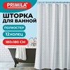 Шторка для ванной ПОЛИЭСТЕР, 180х180см, кольца в комплекте, УЗОРЫ, PRIMILA, 700078 - фото 6566614