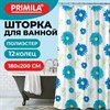 Шторка для ванной ПОЛИЭСТЕР, 180х200см, кольца в комплекте, ЦВЕТЫ, PRIMILA, 700082 - фото 6566625