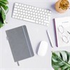 Блокнот А5 135x212мм BRAUBERG "Soft touch" под кожу, резинка, держатель, 80л клетка, серый, 117146 - фото 6585789
