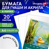 Бумага для гуаши и акрила А4 20л, 235 г/м2, 210х297мм, в папке, BRAUBERG ART CLASSIC, "Уточка", 117732 - фото 6585951