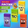Ластик BRAUBERG CUTE MONSTERS, 50х24х10 мм, прямоугольный, цвета ластика ассорти, эко-пвх, картонный держатель, 273236 - фото 6587933