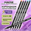 Набор карандашей чернографитных c забавной надписью FUNSTER (ФАНСТЕР) FUNNY NOTES BLK, 6 штук, HB, с ластиком, 182039 - фото 6694296