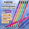 Набор карандашей чернографитных с мемной надписью FUNSTER (ФАНСТЕР) FUNNY NOTES CLRD, 6 штук, HB, с ластиком, 182040 - фото 6694299