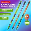 Карандаш чернографитный с принтом кросс-серия МОНСТРИКИ, 1 шт., HB, ластик, ассорти, BRAUBERG, 182110 - фото 6694341