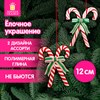 Украшение елочное (1 шт.) "Карамельная трость" 12х10 см, полимерная глина, ассорти 2 дизайна, ЗОЛОТАЯ СКАЗКА, 592411 - фото 6695141