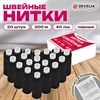 Нитки швейные 40 ЛШ, 200 м, полиэстер, НАБОР 20 шт., черные, в ПОДАРОК иглы, DEVELIA (Девелиа), 609622 - фото 7165229