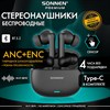 Наушники беспроводные TWS внутриканальные, гибридное шумоподавление ANC + ENC, SONNEN PREMIUM EP-BH33B, Bluetooth 5.3, черные, 514123 - фото 7365739