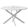 Стол нераздвижной Геометрия 2 Обеденные столы в пластике Геометрия 2 1000 (Н-3782) Мрамор Белый/Белый муар - фото 7458436