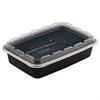 Контейнер одноразовый 830 мл, С КРЫШКОЙ, 207х140 мм, черный/прозрачный, ПП, ВЗЛП, 1261Ч - фото 7539970