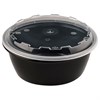 Контейнер одноразовый 950 мл, С КРЫШКОЙ, круглый, диаметр 172 мм, черный/прозрачный, ПП, ВЗЛП, 1265Ч - фото 7539972