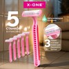 Бритвенные станки одноразовые, 3 лезвия, увлажняющая полоска, фиксированная головка, 5 шт., розовый, X-ONE (ИКС-УАН), 700030 - фото 7777929