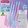 Ручки шариковые BRAUBERG "X-333 PASTEL MIX", НАБОР 8 ШТУК, СИНИЕ, узел 0,7 мм, линия письма 0,35 мм, 144535 - фото 7826442