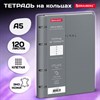 Тетрадь на кольцах А5 180х220, 120л, под кожу, фольга, резинка, BRAUBERG CLASSIC, Minimal мятный, 405216 - фото 7956771