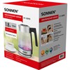 Чайник электрический с терморегулятором SONNEN KT-1809D, 1,8 л, 2200 Вт, 5 цветов подсветки, 5 температур, стекло текстура ромб, 455141 - фото 8047032