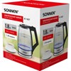 Чайник электрический SONNEN KT-1807, 1,8 л, 2200 Вт, термостойкое стекло, внутренняя подсветка синяя, нержавеющая сталь, 455140 - фото 8047033