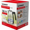 Чайник электрический SONNEN KT-1809, 1,8л, 2200 Вт, термостойкое стекло текстура ромб, внутренняя подсветка синяя, нержавеющая сталь, 455142 - фото 8047035