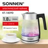Чайник электрический с терморегулятором SONNEN KT-1809D, 1,8 л, 2200 Вт, 5 цветов подсветки, 5 температур, стекло текстура ромб, 455141 - фото 8047036