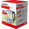 Чайник электрический SONNEN KT-6801, 1,8 л, 2200 Вт, термостойкое стекло текстура полоска, внутренняя подсветка синяя, нерж. сталь, 455143 - фото 8047039