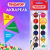 Краски акварельные ПИФАГОР "СОЛНЫШКО", 12 цветов, круглые кюветы, пенал, 192635 - фото 8554883